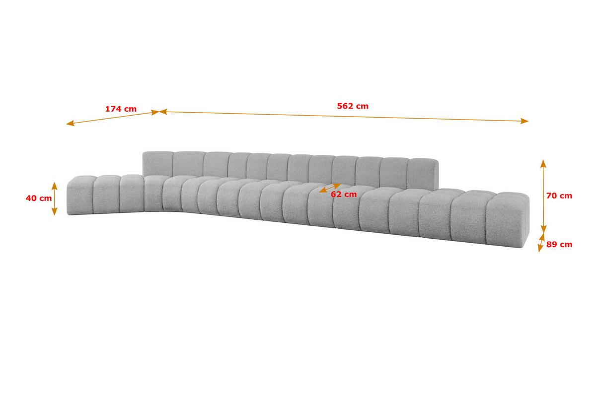 ECKSOFA modulares Sofa Solven-L3 - 562x174x70 cm Hellgrau - Hellgrau, Holzwerkstoff/Textil (562/174cm) - ALTDECOR