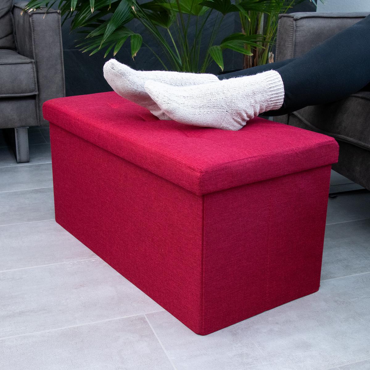 SITZTRUHE Faltbar 76/38/38 cm (Rot) - Bordeaux, Textil (38/38/76cm) - Intirilife