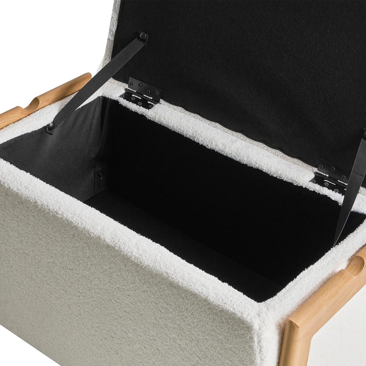 POLSTERBANK mit Stauraum Bouclé Weiß Edland - Weiß/Braun, Textil/Metall (75/44/43cm) - Beliani