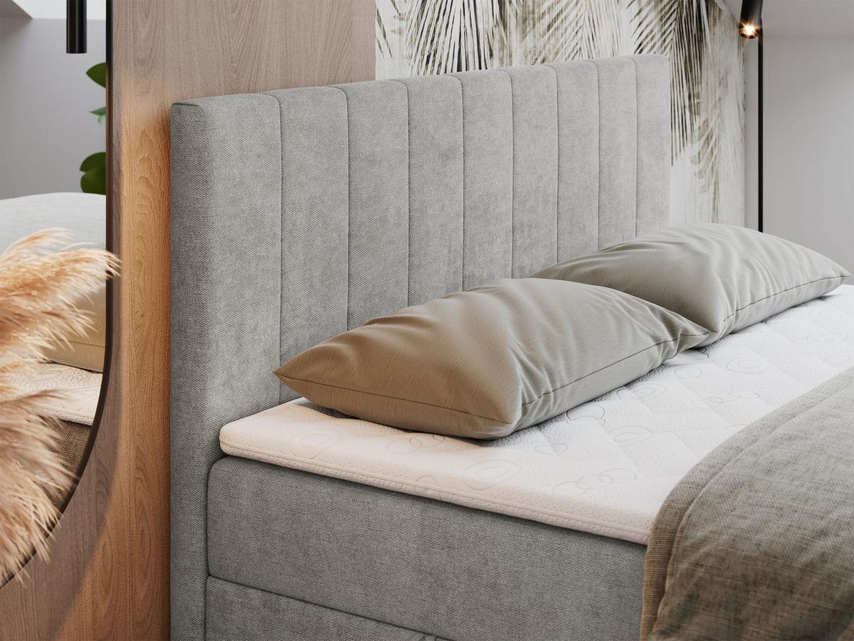 BOXBETT LOPE 120/200 - Hellgrau Strukture - H4 - Hellgrau, Holz/Textil (120/200cm)
