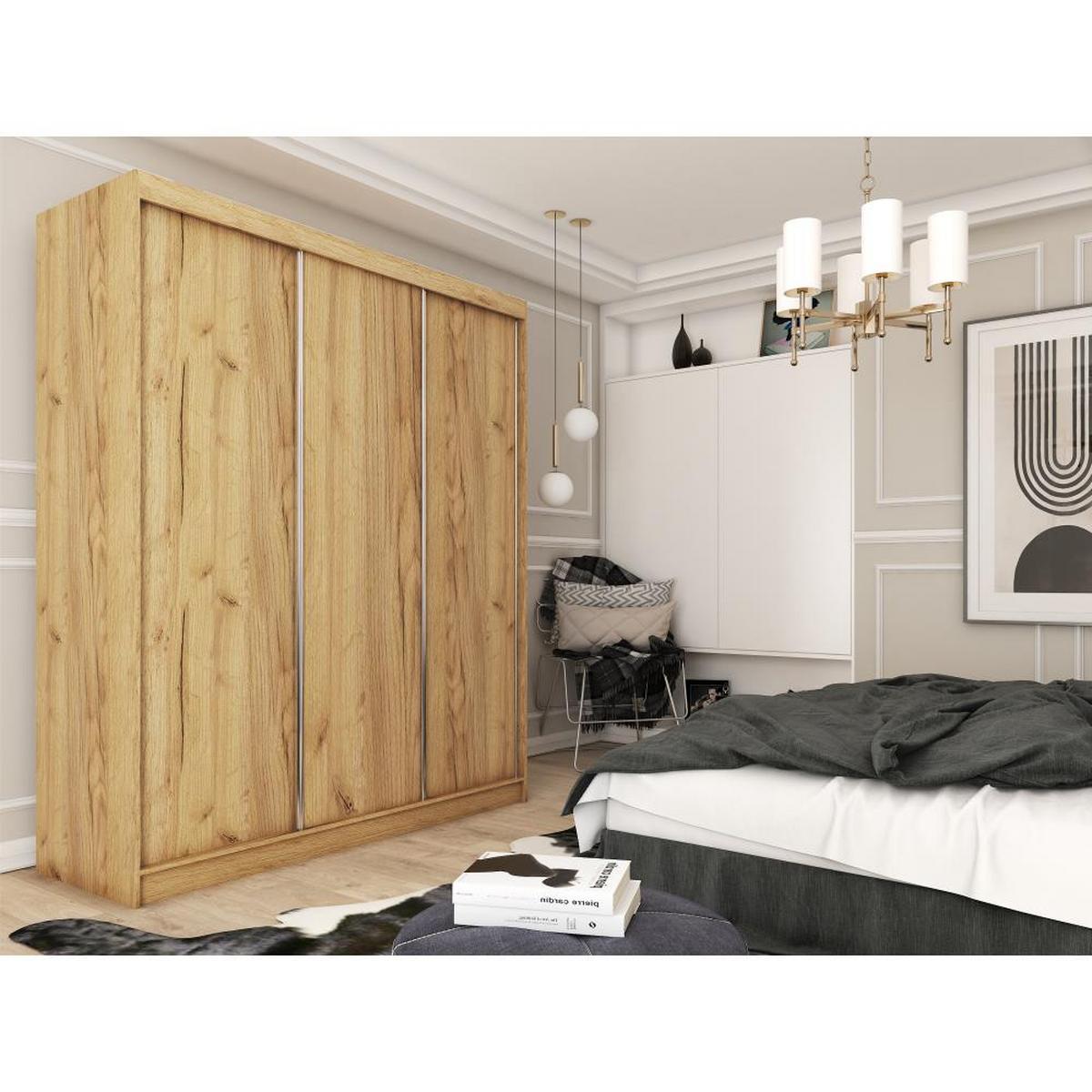 SCHWEBETÜRENSCHRANK Mario II 240/216/61 eiche Artisan mit Schubladen - Eiche Artisan, Holzwerkstoff (240/216/61cm) - Beautysofa
