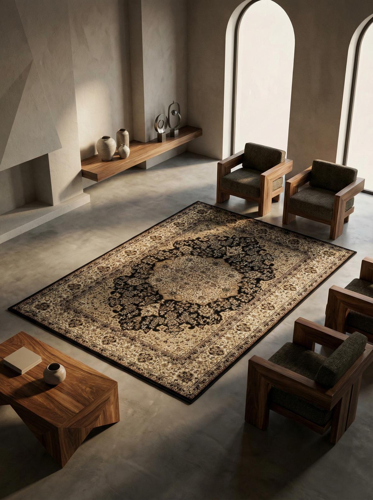 TEPPICH Kurzflor GEISLER in Schwarz, orientalisch, aus Polypropylen, 240 x 340 cm - Beige, Textil (340/240cm) - KADIMA DESIGN