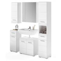 BADMÖBEL-SET weiß Hochglanz 5-teilig 150 cm, Badkombination mit Spiegelschrank - Weiß Hochglanz, Glas/Holzwerkstoff (150/182/34cm) - Inn.Furn