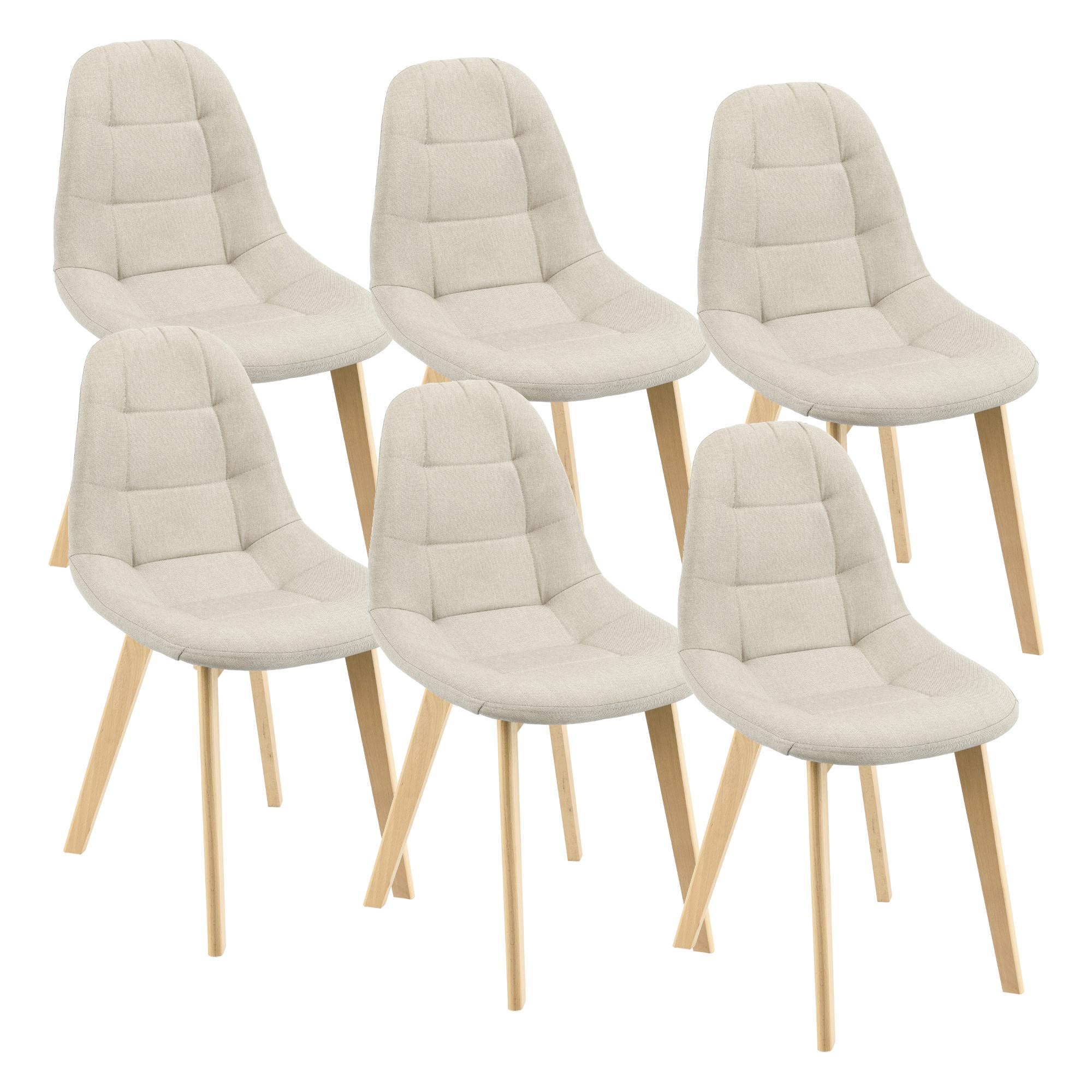 ESSZIMMERSTUHL Kopparberg 6er-Set - Beige, Textil (53/86/47cm) - [en.casa]