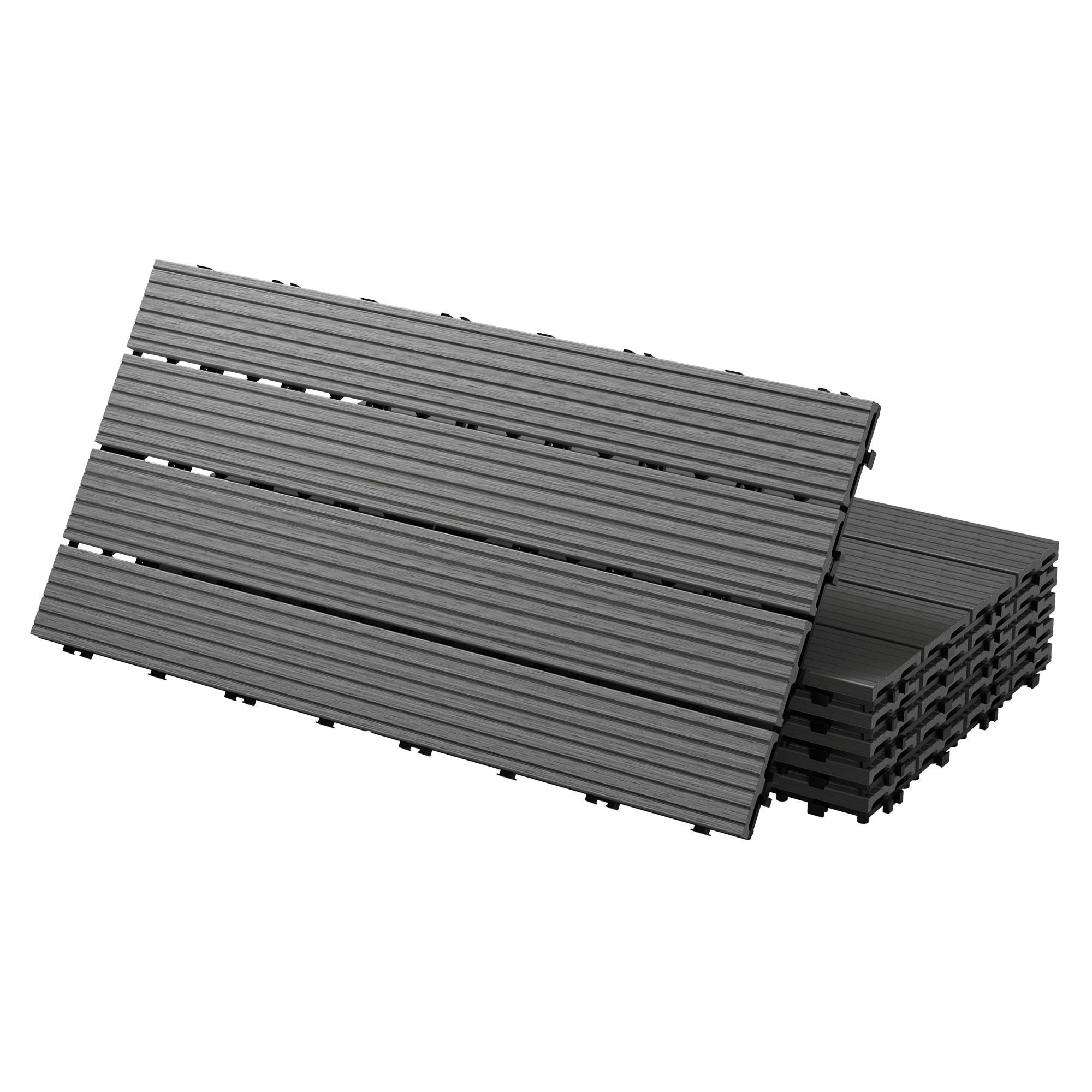 TERRASSENFLIESE Anthrazit 30 Stück - Anthrazit, Holzwerkstoff (60/30/2cm) - ECD-Germany