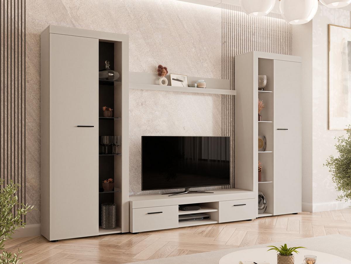 WOHNWAND Rumba XL - Sandfarben, Holzwerkstoff (300/190/40cm) - MIRJAN24