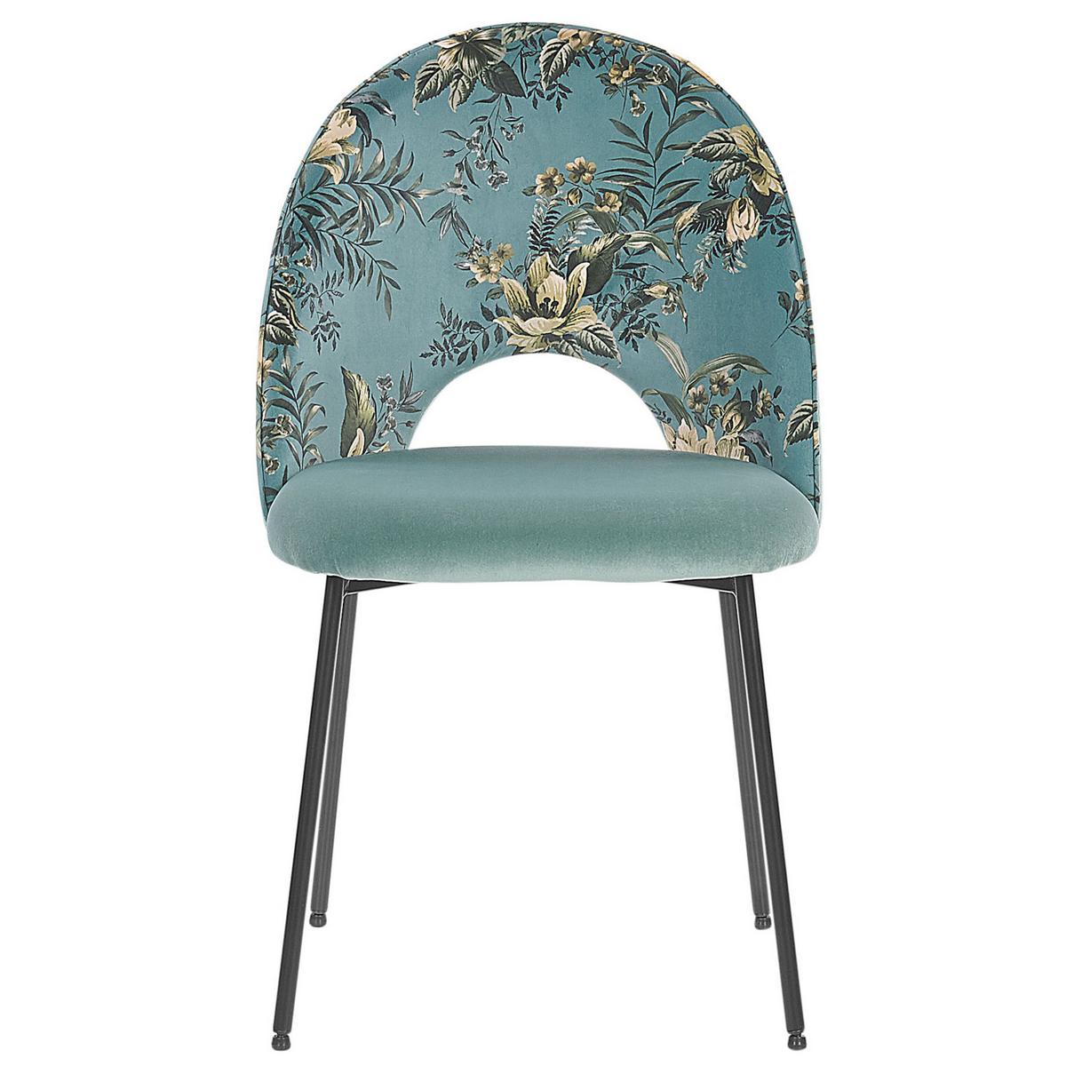 ESSZIMMERSTUHL 2er-Set Samtstoff Grün Covelo - Grün, Textil/Metall (46/84/45cm) - Beliani