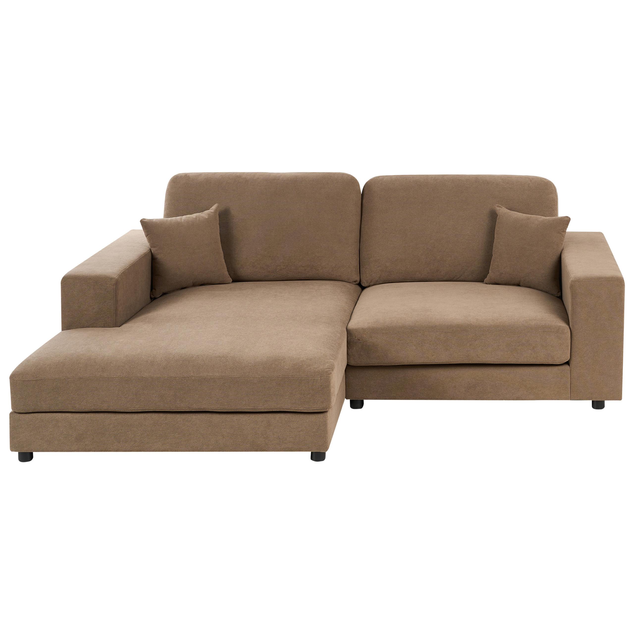 ECKSOFA 3-Sitzer Stoff Braun rechtsseitig Lofoten - Braun, Textil (250/185cm) - Beliani