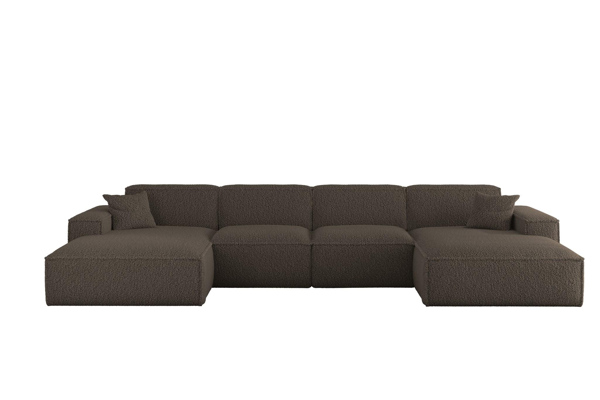 WOHNLANDSCHAFT Celes Premium In Sven - Braun, Holzwerkstoff/Textil (378/73/165cm) - Fun Möbel