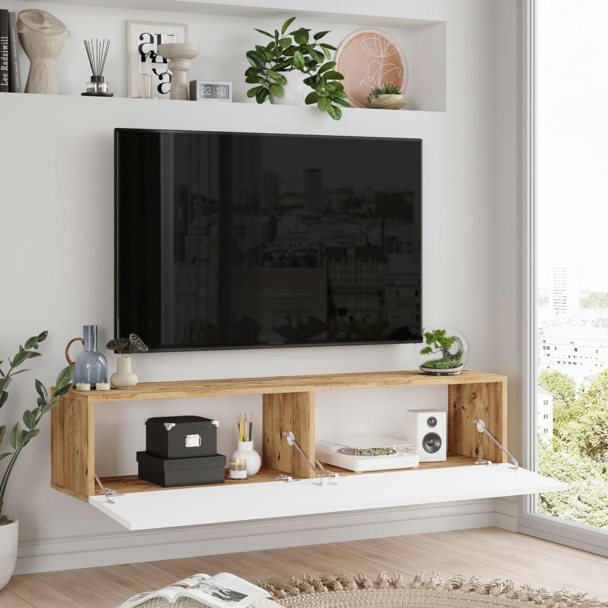 TV-ELEMENT Lapinlahti - Weiß, Holzwerkstoff (140/29.5/31.5cm) - [en.casa]