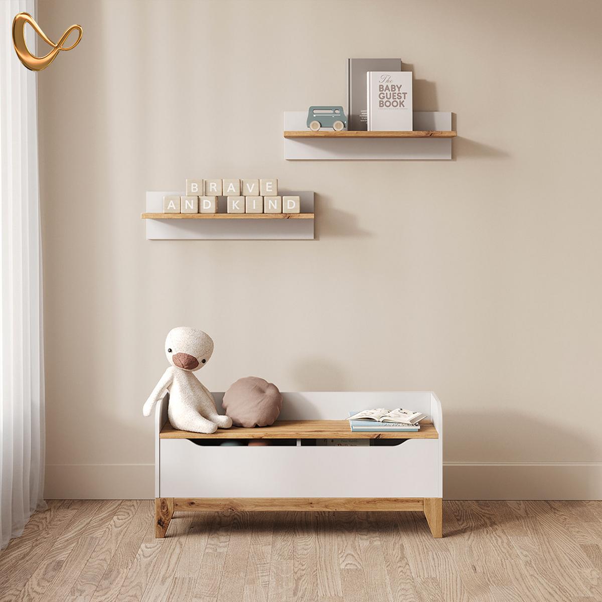 SPIELZEUGTRUHE Mailo Weiß/Artisan 107.2 x 50 cm mit Sitzbank - Weiß/Eiche Artisan, Holzwerkstoff (107.2/30cm) - Livinity®