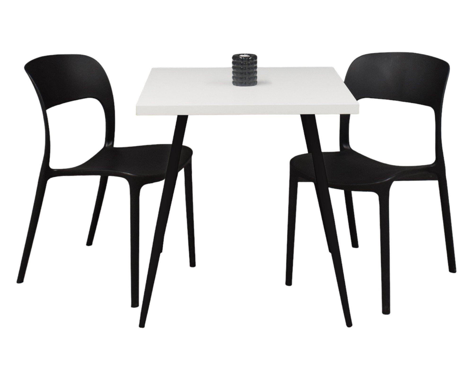 BISTROTISCH Ekaterina 70x70x75 schwarz matt/weiß matt lack - Weiß, Metall (70/70/75cm) - 58aufmkessel