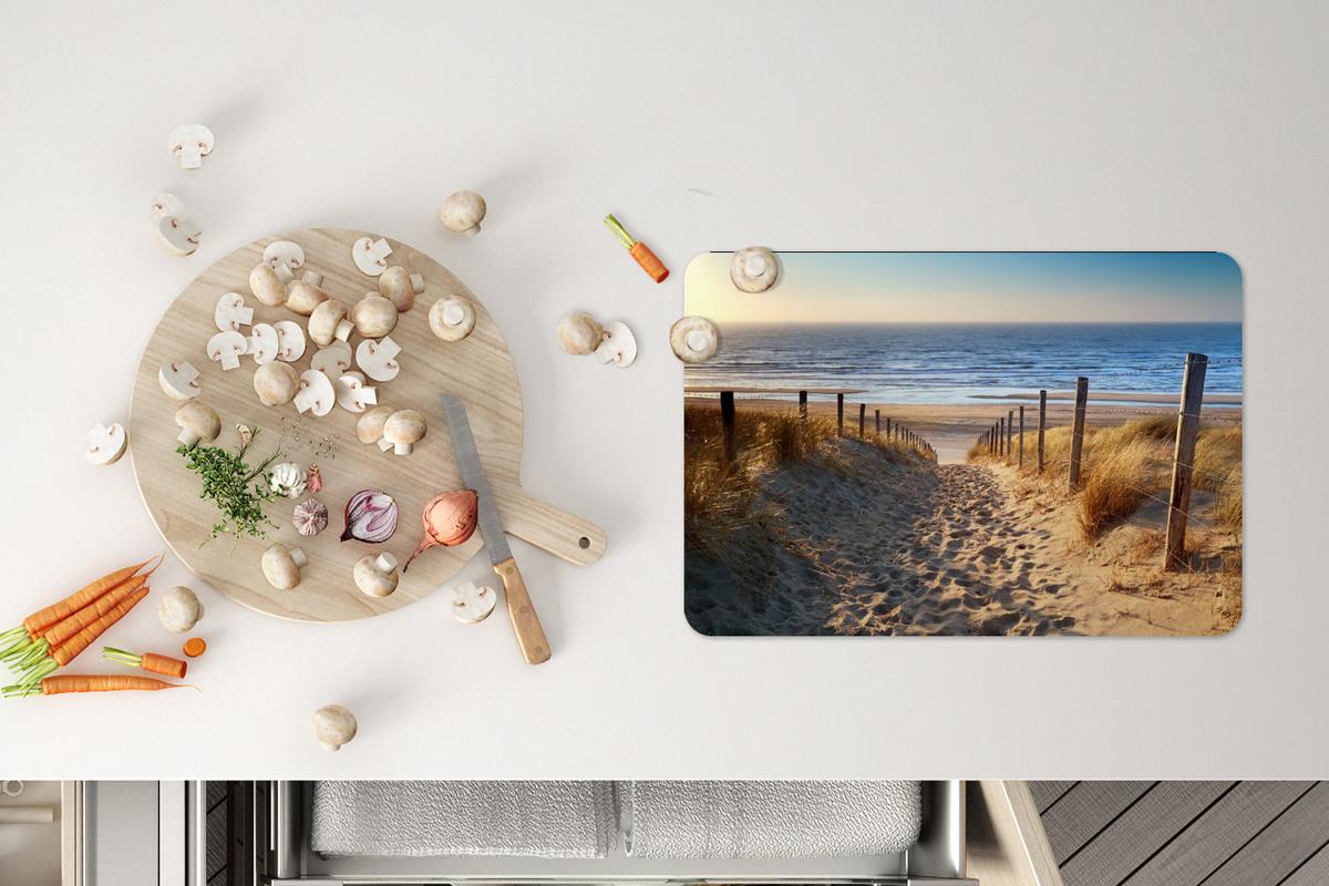 PLATZSETS 6er-Set Strand - Meer - Niederlande - Dünen - Sonne 45x30 cm Tischset - Blau, Kunststoff (47.77cm) - MuchoWow