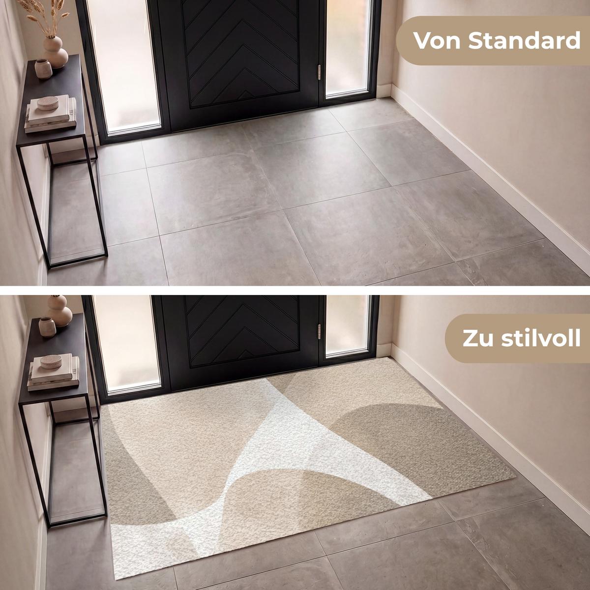 FUSSMATTE Glatte Oberflächen - Harmonisch - Wellenförmig Schmutzfangmatte 180x120 cm - Beige, Kunststoff (180/0.4cm) - MuchoWow