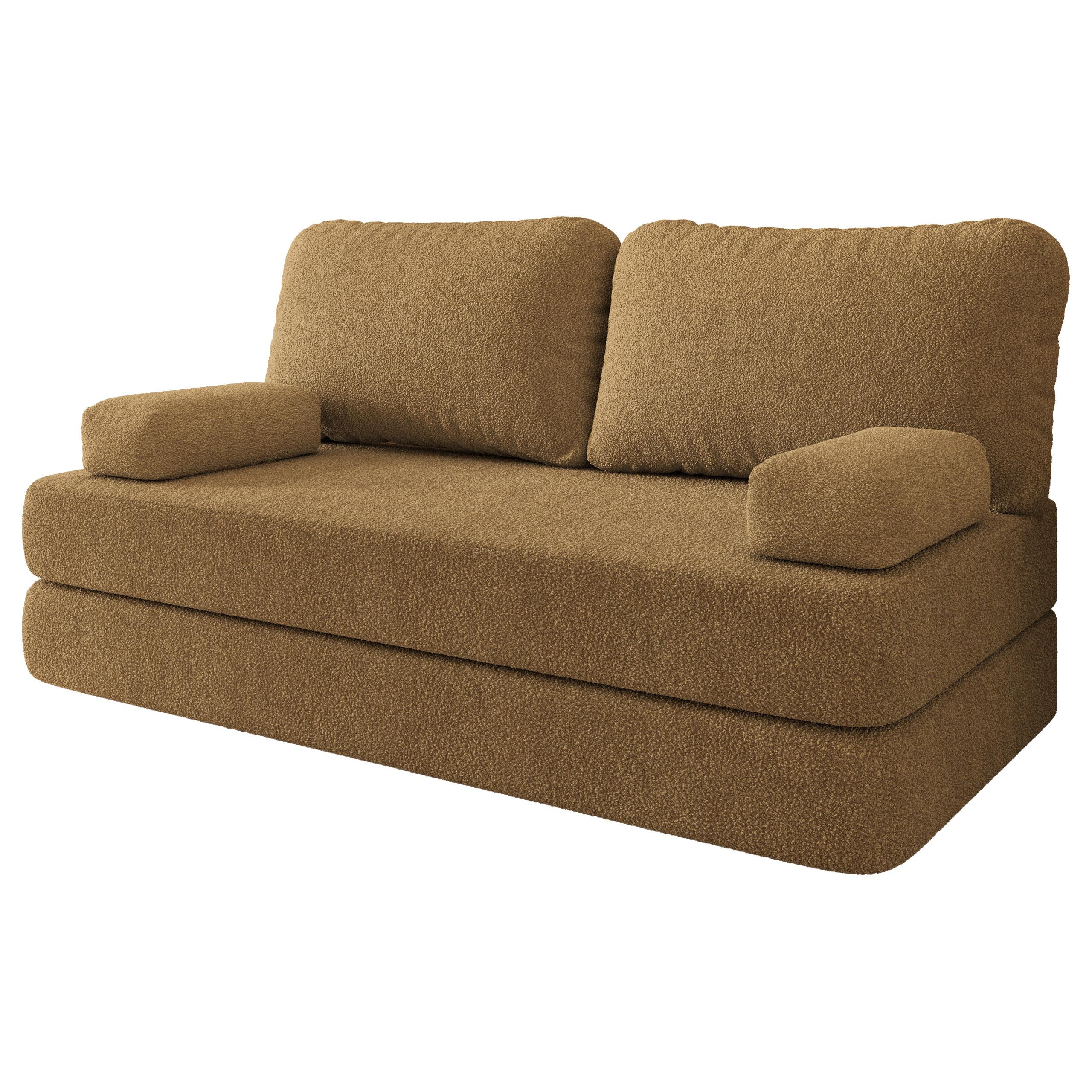 BETTSOFA NIKSI aus Schaumstoff Bucle-Stoff Orange Schlaffunktion - Gelb, Textil (170/86/80cm) - MASSENO