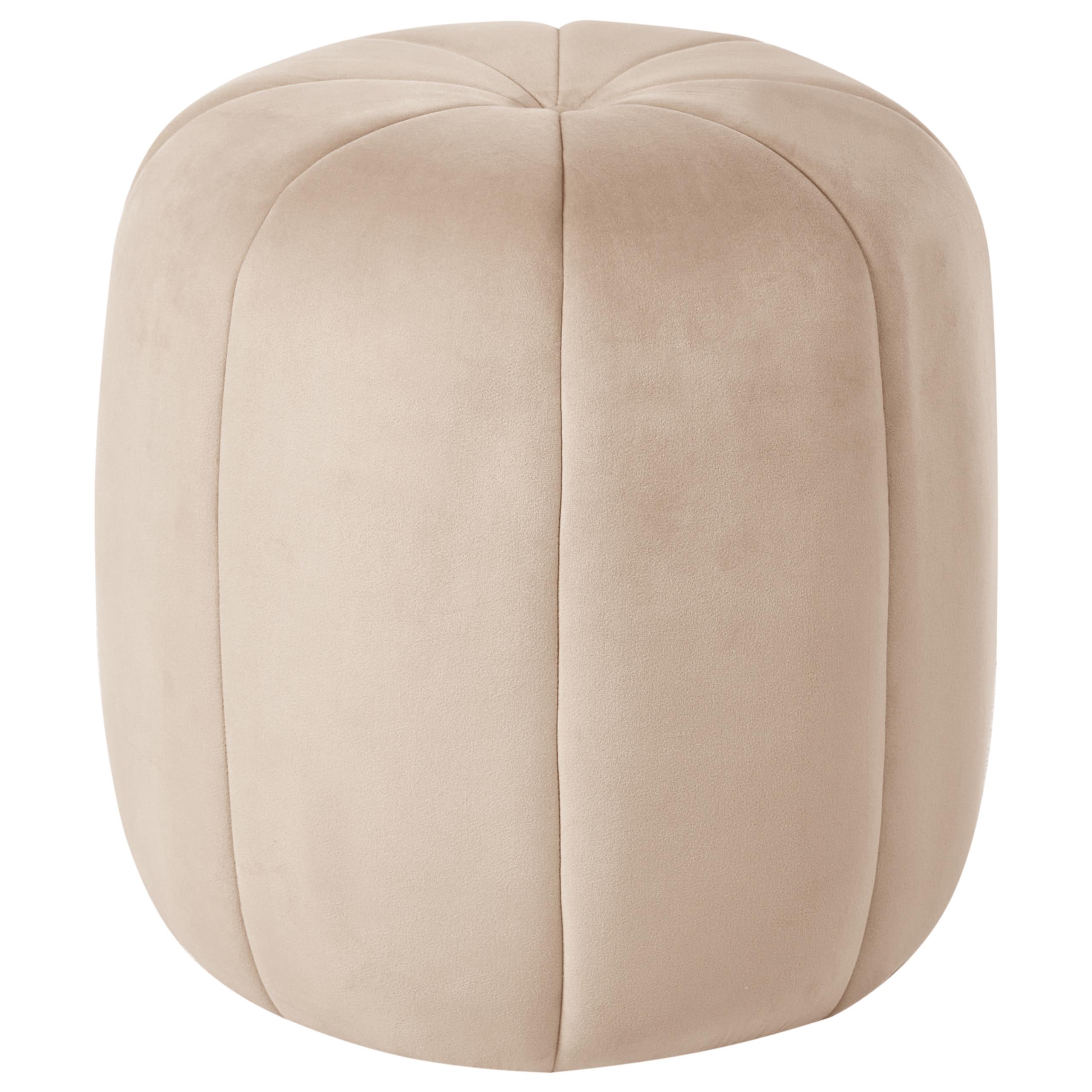 POUF Samtstoff Beige Selby - Beige, Metall (40/46/40cm) - Beliani
