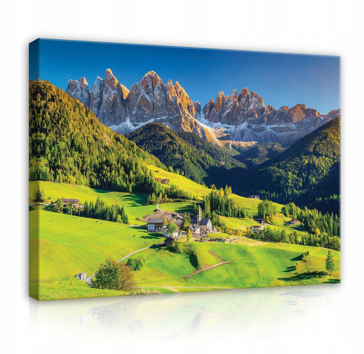 LEINWANDBILD Natur Berge Wohnzimmer 120x80 - Multicolor, Holzwerkstoff (120/80cm) - Wallarena