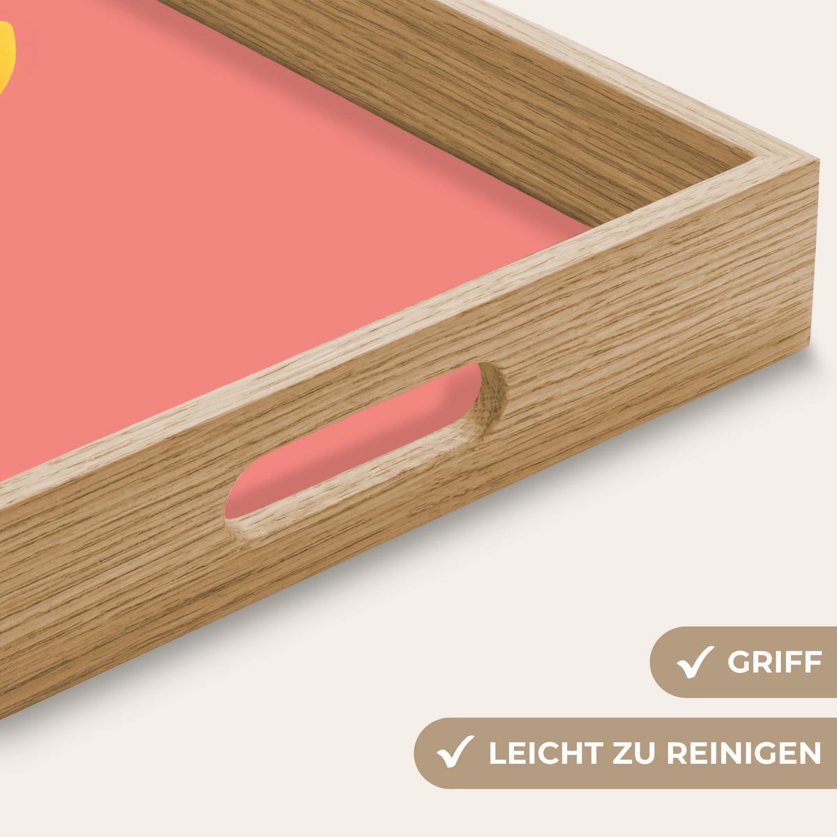 TABLETT Glas - Eiswürfel - Zitrone - Kirsche 50x35 cm - Rosa, Holz (50/5/5cm) - OnlyWow