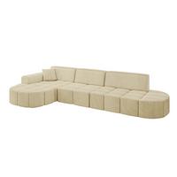 ECKSOFA Ottomane Links LIVO-L2 - 337x173x79,5 cm Beige - Beige, Holzwerkstoff/Textil (337/173cm) - ALTDECOR