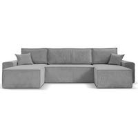 WOHNLANDSCHAFT Hektor U mit Schlaffunktion hellgrau - Hellgrau/Schwarz, Kunststoff/Textil (377/94/152cm) - Beautysofa
