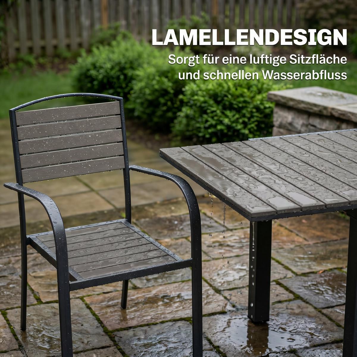 OUTDOOR-ESSGRUPPE 7er Set Aluminium WPC Grau - Grau, Kunststoff/Metall - Outsunny