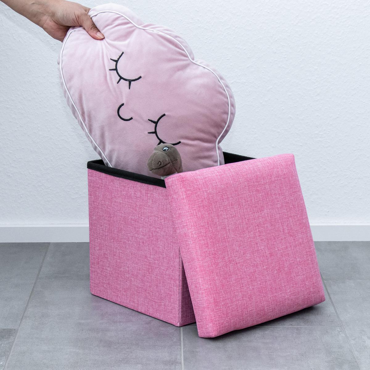 SITZHOCKER Faltbar 30/30/30 cm (Pink) - Pink, Textil (30/30/30cm) - Intirilife