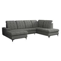 WOHNLANDSCHAFT Enzo, Seite: Links - Schwarz/Grau, Holz/Textil (330/105/212cm) - MIRJAN24