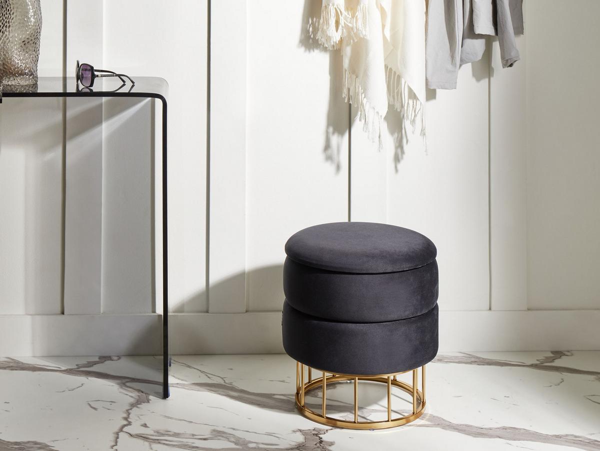 POUF Schwarz Elgin - Goldfarben/Schwarz, Textil (37/42/37cm) - Beliani