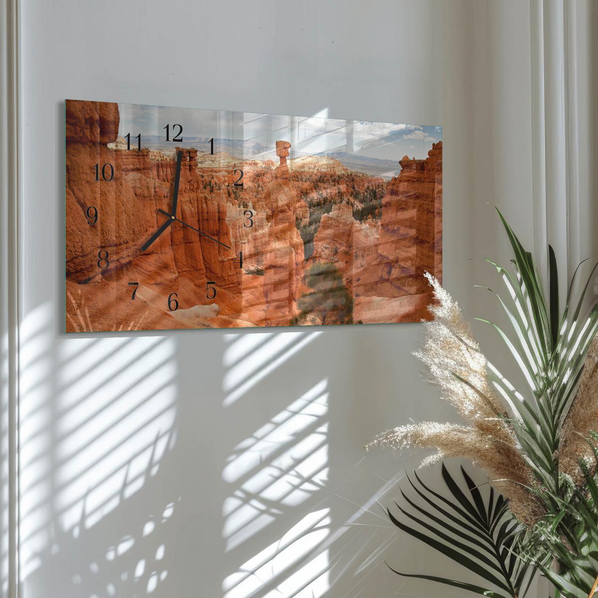 WANDUHR aus Glas 60x30 cm - Bryce Canyon - Orange, Glas (60/30/0.4cm) - TULUP
