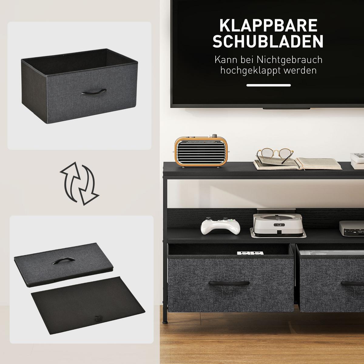 TV-SCHRANK 839-071V00BK - Schwarz, Metall (29/56/98cm) - HOMCOM