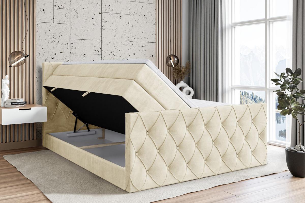 BOXSPRINGBETT AMAY-Z KING - 140x200 - H3/H4 - Beige - Beige, Holzwerkstoff (140/200cm) - ALTDECOR