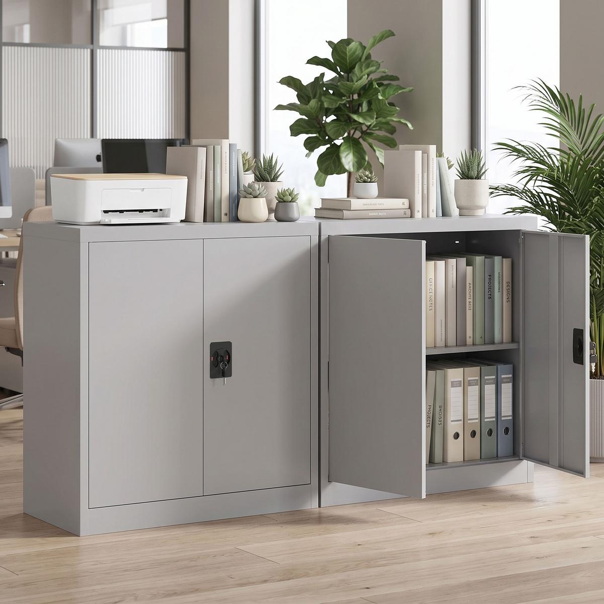 AKTENSCHRANK kaltgewalzter Stahl grau - Grau, Metall (40/92.5/80cm) - Vinsetto