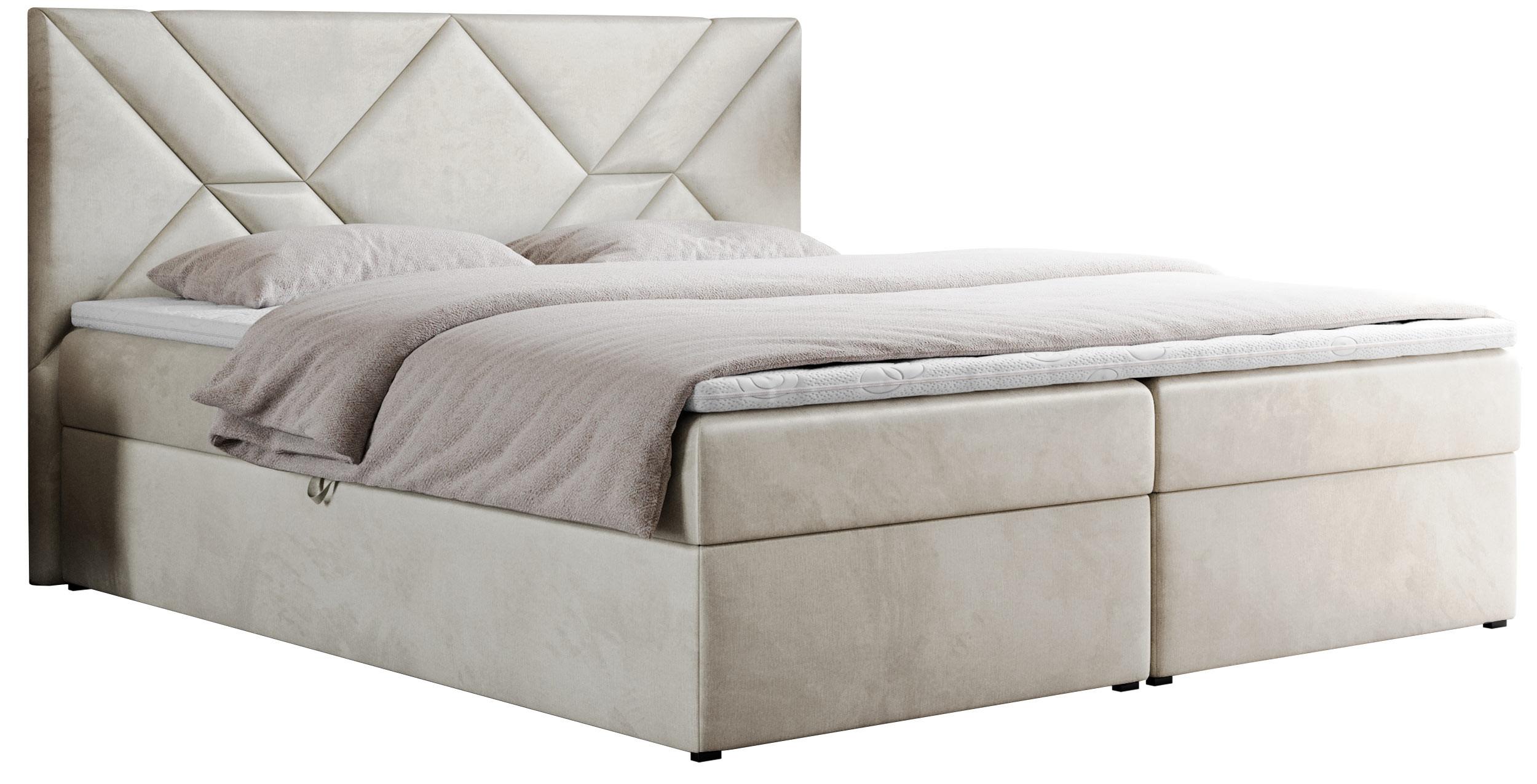 BOXBETT NEOMI 140/200 - Beige Velvet - H4 - Visco - Beige, Holz/Textil (140/200cm)