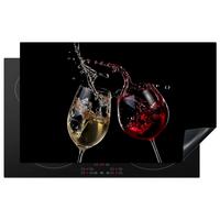 HERDABDECKPLATTE Rotwein - Weißwein - Glas - Schwarz Ceranfeldabdeckung 85x52 cm - Weinrot, Kunststoff (85/52/0.2cm) - MuchoWow
