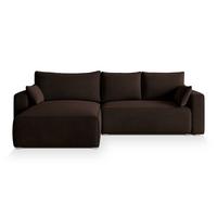 ECKSOFA FORIL Braun Velours-Stoff mit Schlaffunktion - Braun/Grau, Holz/Kunststoff (265/178cm) - MASSENO