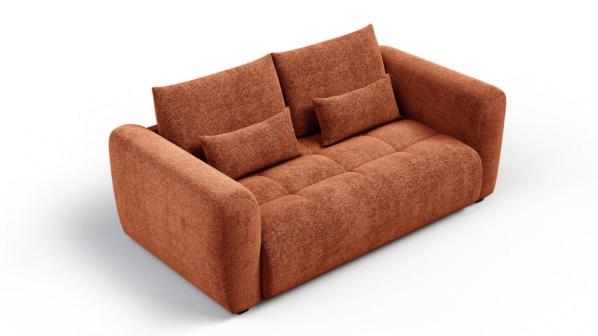 SOFA SORENO 3-Sitzer, orange - Schwarz/Orange, Holz/Textil (214/94/114cm) - Wozimo