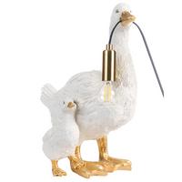 TISCHLAMPE Ente Weiß Daffy - Messingfarben/Goldfarben, Kunststoff (33/21/40cm) - Beliani