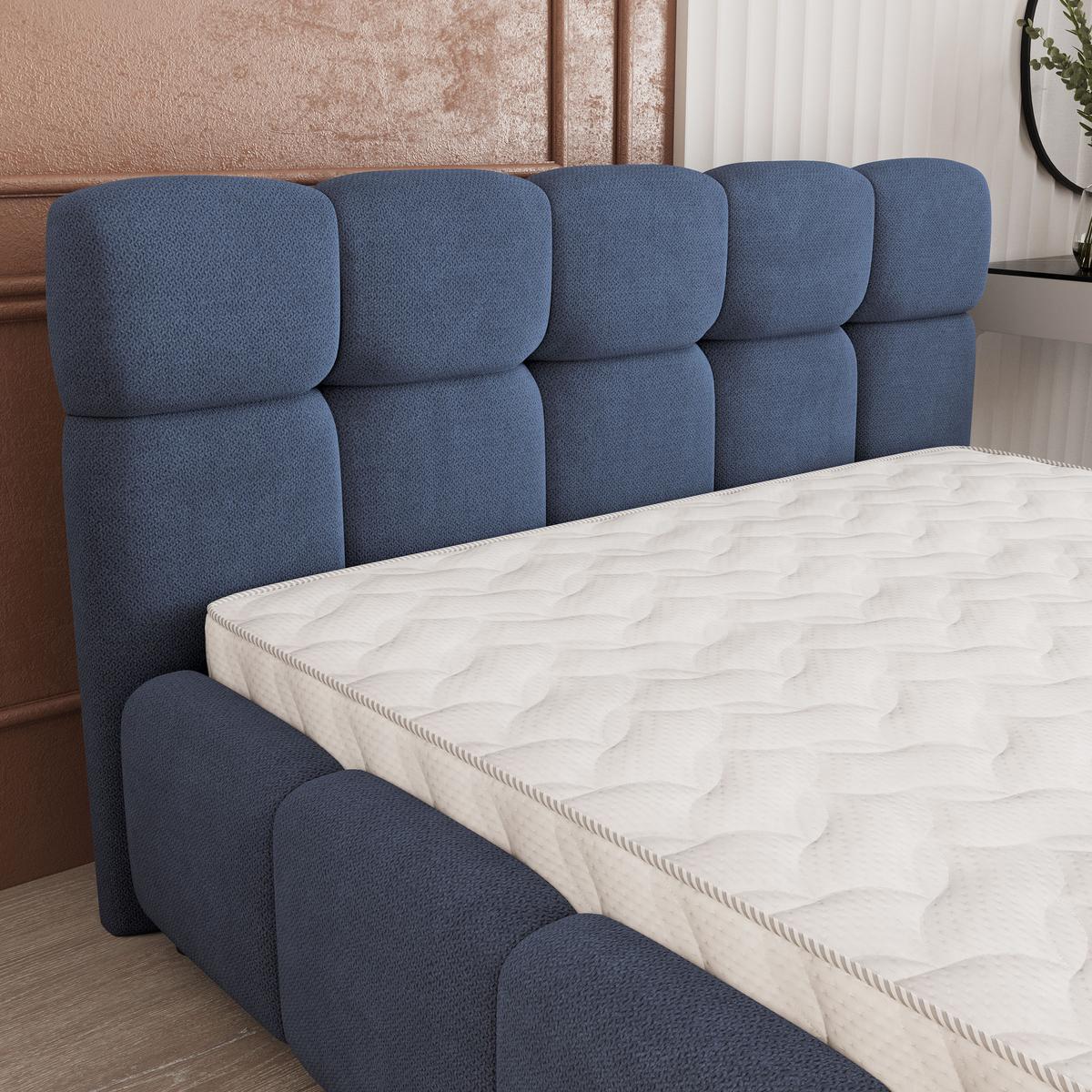 POLSTERBETT FARU SR 120x200 cm mit Bettkästen - Blau - Blau, Holz (120/200cm) - MASSENO