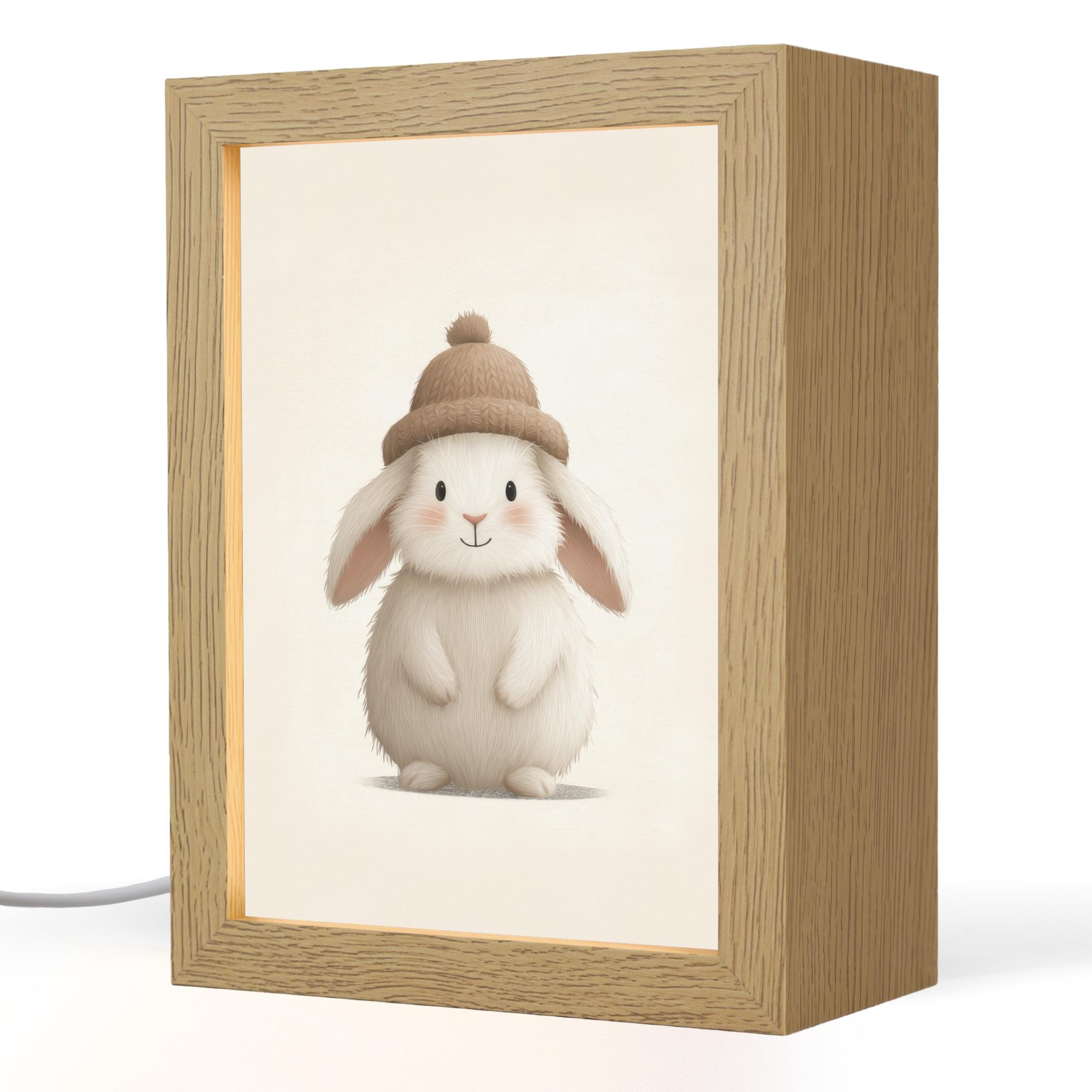 NACHTTISCHLAMPE Kaninchen - Hut - Ohren - Beige 15x20 cm - Creme, Holzwerkstoff (8/15/20cm) - OnlyWow