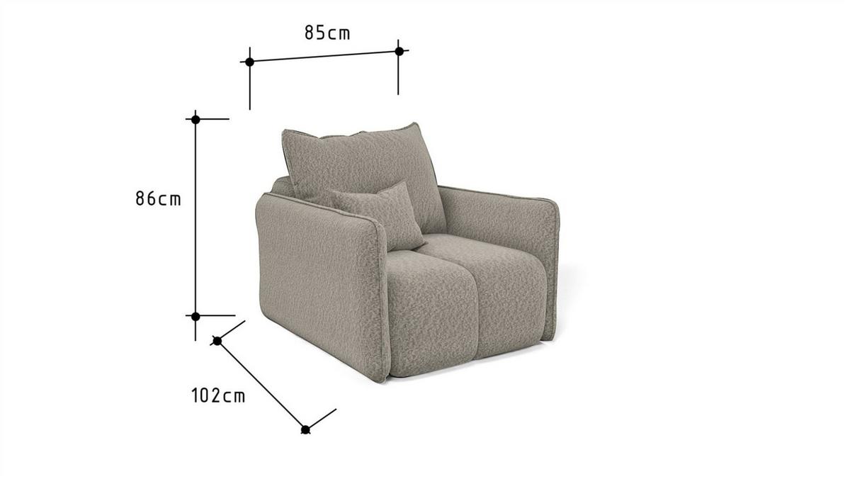 SESSEL Morgano - Hellgrau, Holzwerkstoff/Textil (85/86/102cm) - Fun Möbel