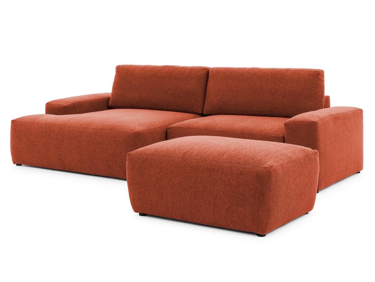 HOCKER Lennon aus Terrakotta Strukturstoff mit vielseitiger Nutzung - Terracotta/Schwarz, Holz/Kunststoff (102/42/76cm) - S-Style