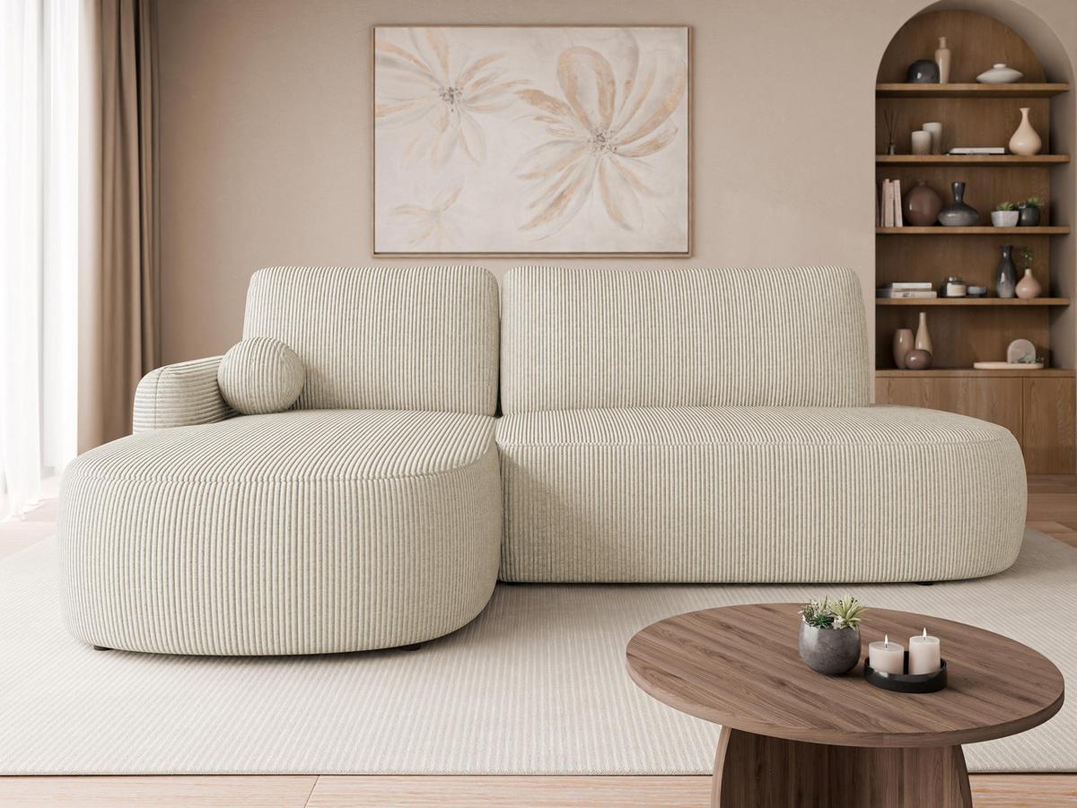 ECKSOFA Loridu O Cord, Seite: Links - Schwarz/Naturfarben, Holz/Kunststoff (274/174cm) - MIRJAN24