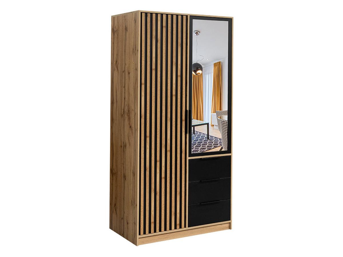 KLEIDERSCHRANK Bali Lux D2 - Schwarz/Braun, Holzwerkstoff/Metall (100/200/58cm) - MIRJAN24