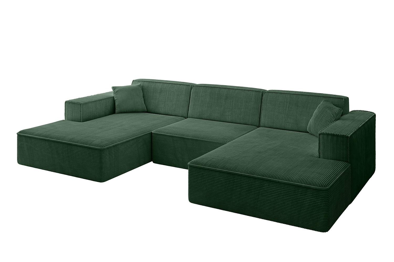 WOHNLANDSCHAFT IREA-U1-v4 - 301x165x77 cm Grün - Currygelb, Holzwerkstoff/Textil (301/77/165cm) - ALTDECOR