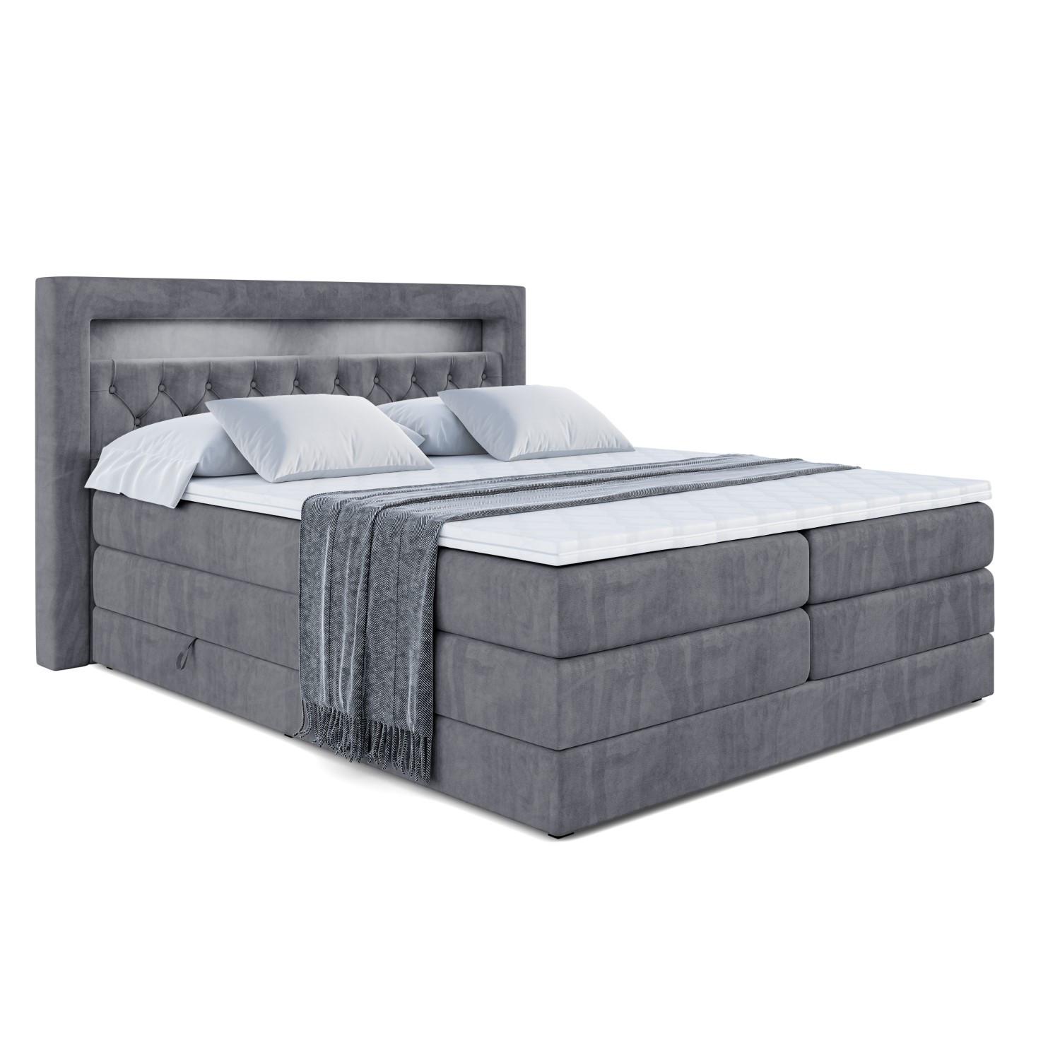 BOXSPRINGBETT NOEL GOLD KING - 160x200 - H3/H4 - Dunkelgrau - Dunkelgrau, Holzwerkstoff (160/200cm) - ALTDECOR