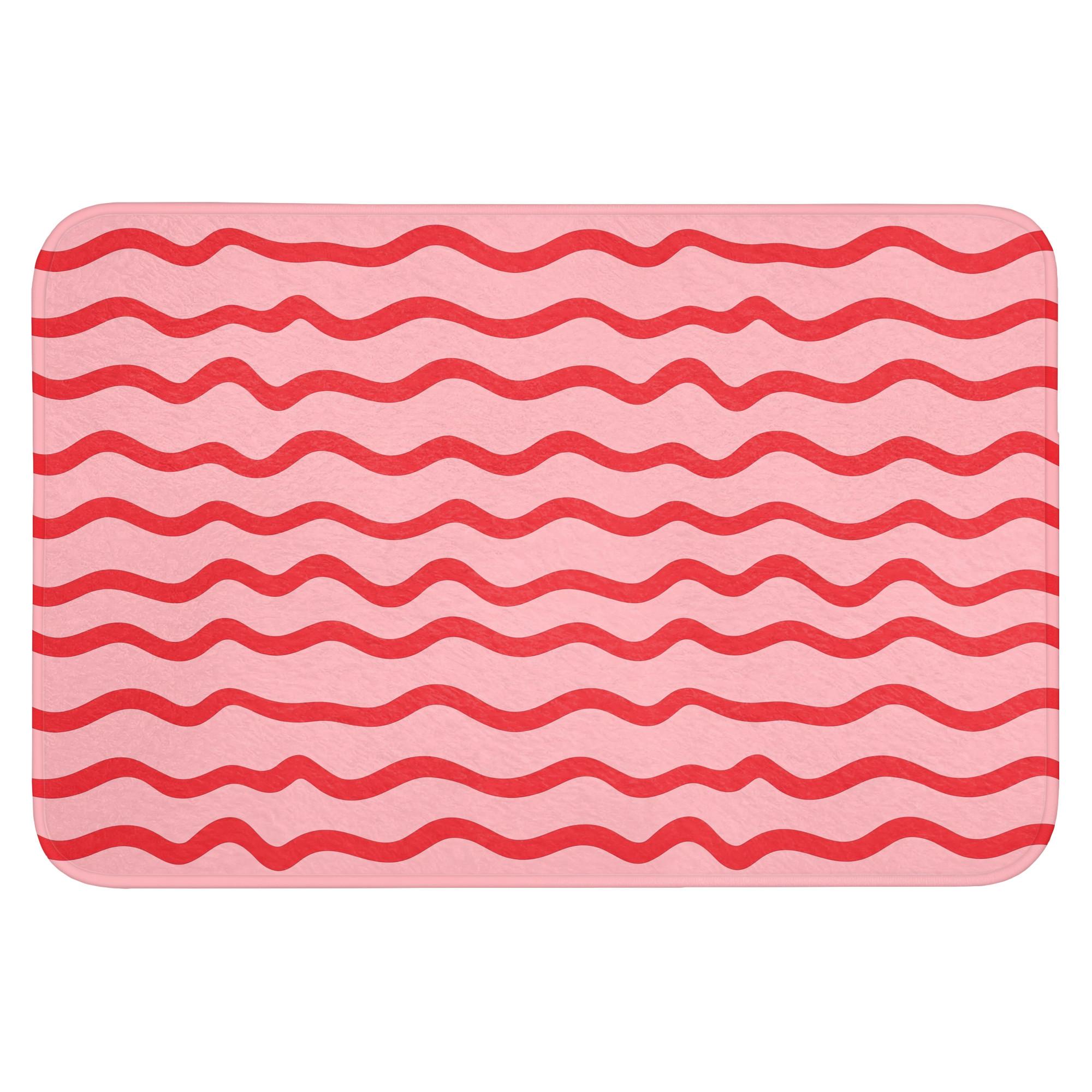 BADEMATTE Verspielt - Muster - Rot Badvorleger 90x60 cm - Rosa, Textil (90/60cm) - OnlyWow