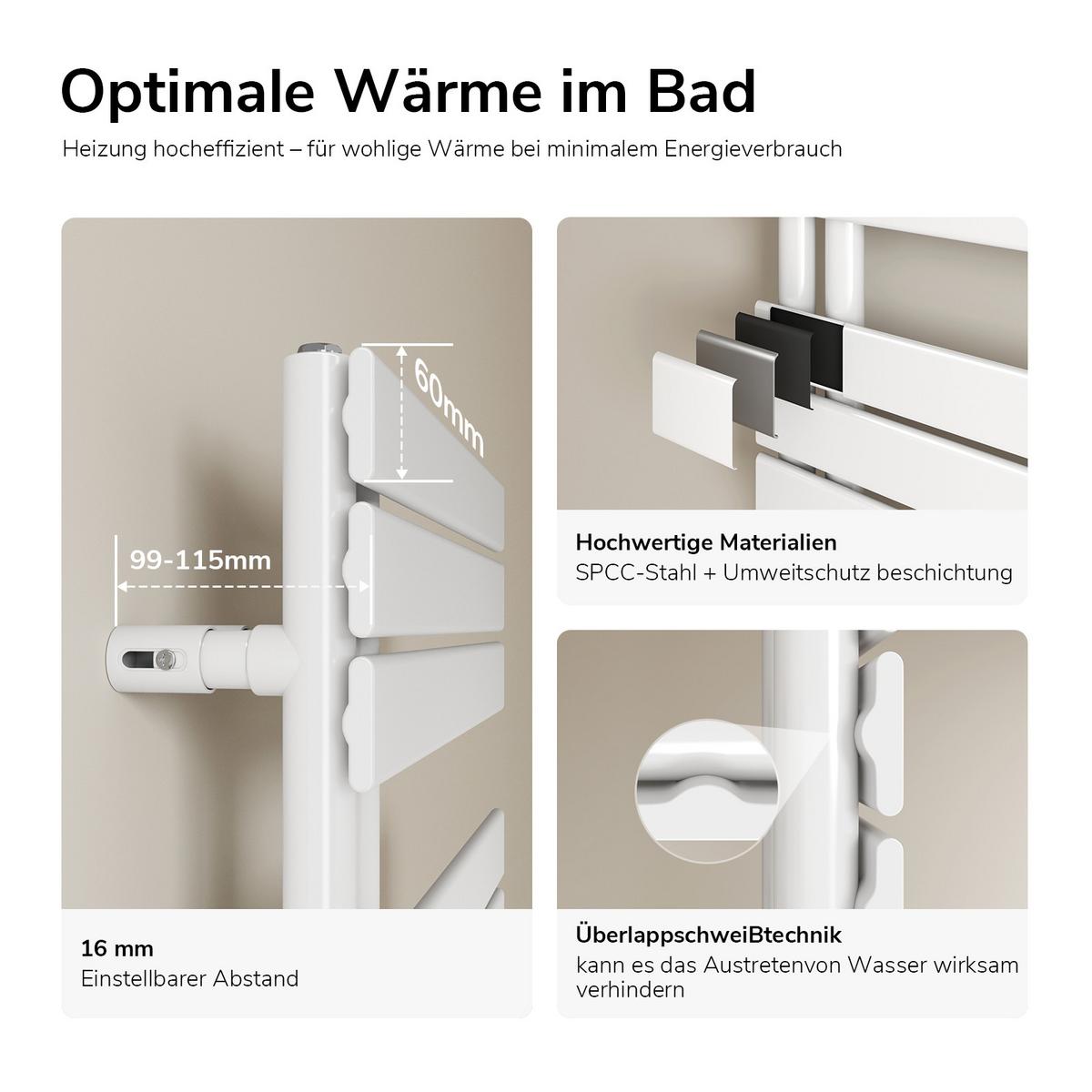 HEIZKÖRPER Elektrisch mit Thermostat Weiß 75/60 cm - Weiß, Metall (60/76.2/5.9cm) - EMKE