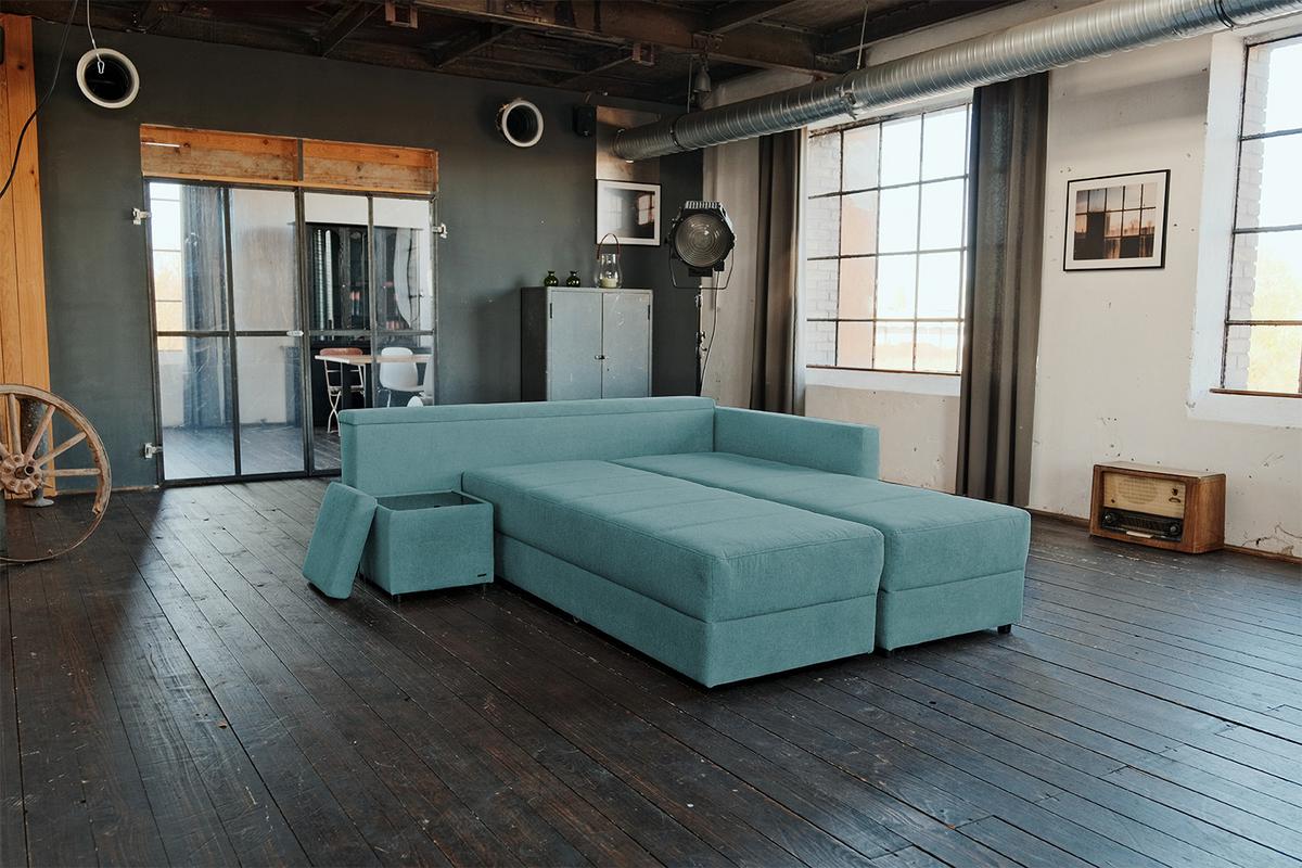 SCHLAFSOFA IDA Petrol Webstoff Mit Schlaffunktion - Petrol/Schwarz, Textil (287/229cm) - KAWOLA