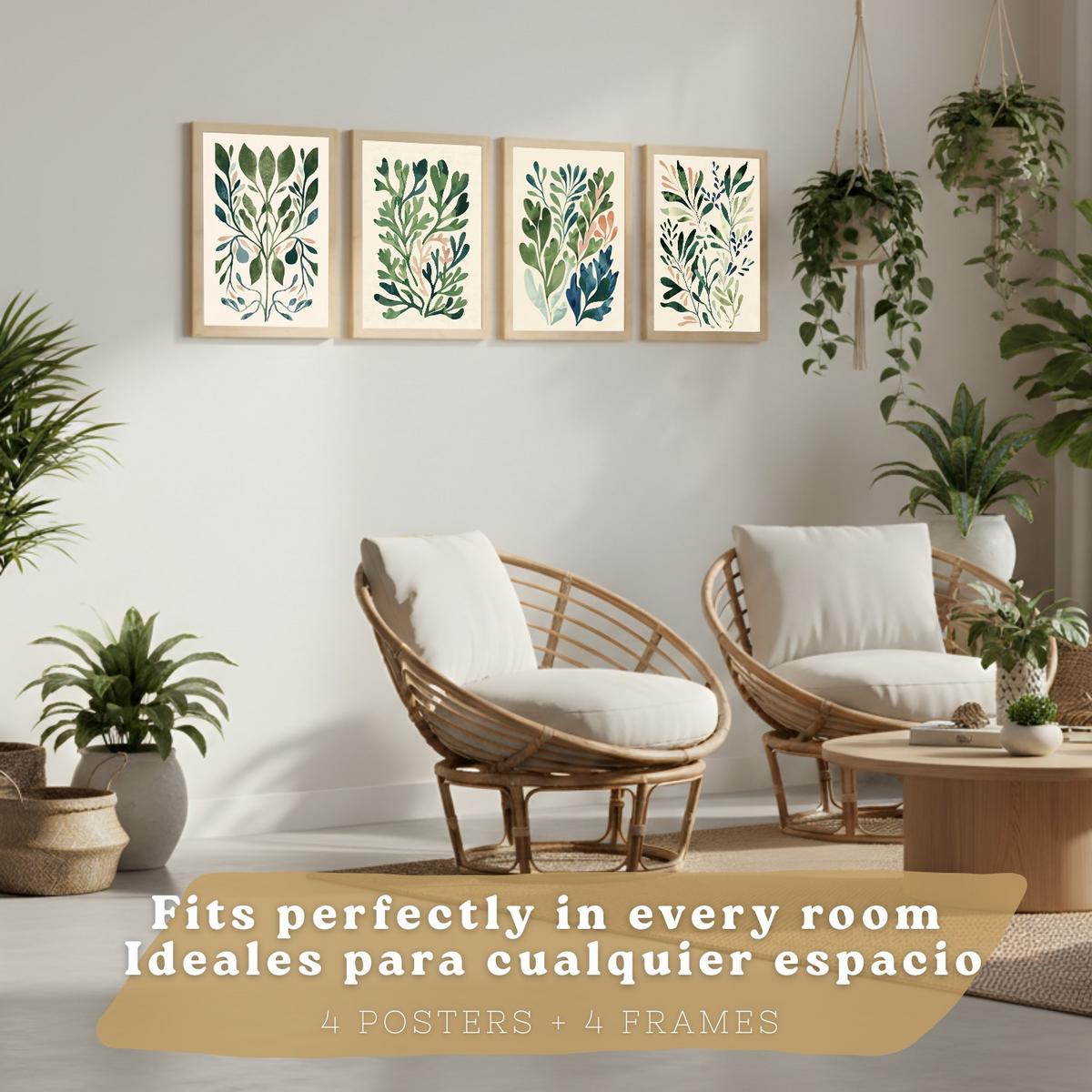 POSTER 2er-Set Wandbilder Matisse Blumen modern Wohnzimmer Deko, Schlafzimmer, Küche, Badezimmer Rahmenlos A4 - Beige, Papier (29.7/1/21cm) - Nacnic