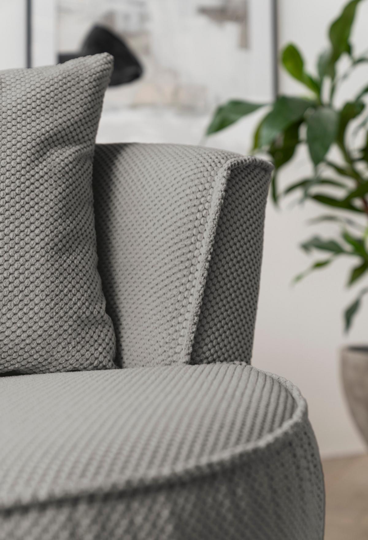 DREHSESSEL grau Web-Velours, Sessel 360° drehbar inklusive Kissen - Grau, Kunststoff/Textil (95/77/95cm)